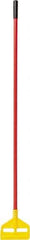 Rubbermaid - 60" Standard Fiberglass Clamp Jaw Mop Handle - 1" Mop Head Band, Plastic Connector, Use with Wet Mops - USA Tool & Supply