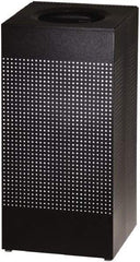 Rubbermaid - 16 Gal Black Square Decorative Waste Receptacle With Top - Steel, 30" High x 374.65mm Long x 374.65mm Wide - USA Tool & Supply