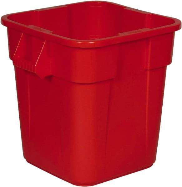 Rubbermaid - 28 Gal Red Square Trash Can - Polyethylene, 572mm High x 546.1mm Long x 546.1mm Wide - USA Tool & Supply