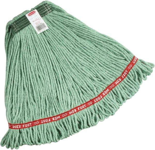 Rubbermaid - Green Head Band, Medium Blended Fiber Loop End Mop Pad - Quick Change Connection - USA Tool & Supply