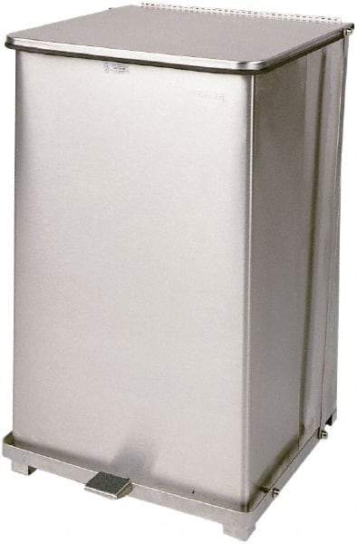 Rubbermaid - 40 Gal Square Unlabeled Trash Can - 30" High x 19" Long x 19" Wide, Stainless Steel, Steel - USA Tool & Supply