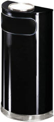 Rubbermaid - 9 Gal Black Half-Round Decorative Waste Receptacle With Top - Steel, 813mm High x 457.2mm Wide - USA Tool & Supply