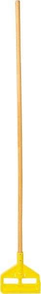 Rubbermaid - 54" Standard Hardwood Clamp Jaw Mop Handle - 1" Mop Head Band, Plastic Connector, Use with Wet Mops - USA Tool & Supply