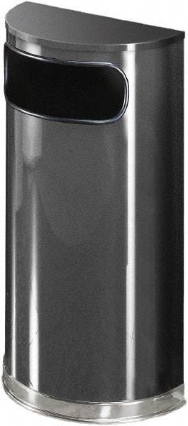 Rubbermaid - 9 Gal Gray Half-Round Decorative Waste Receptacle With Top - Steel, 813mm High x 457.2mm Wide - USA Tool & Supply