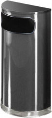 Rubbermaid - 9 Gal Gray Half-Round Decorative Waste Receptacle With Top - Steel, 813mm High x 457.2mm Wide - USA Tool & Supply