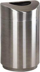 Rubbermaid - 30 Gal Silver Round Decorative Waste Receptacle With Top - Metal, 851mm High - USA Tool & Supply