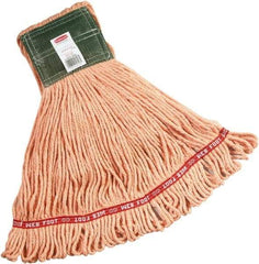 Rubbermaid - 5" Green Head Band, Medium Blended Fiber Loop End Mop Head - 4 Ply, Side Loading Connection - USA Tool & Supply