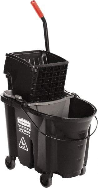 Rubbermaid - 35 Qt Plastic Steel Bucket & Wringer - 510.54mm Long x 927.1mm High x 398.78mm Wide, Black - USA Tool & Supply