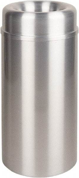 Rubbermaid - 15 Gal Aluminum Round Decorative Waste Receptacle With Top - Steel, 30" High - USA Tool & Supply