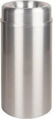 Rubbermaid - 15 Gal Aluminum Round Decorative Waste Receptacle With Top - Steel, 30" High - USA Tool & Supply