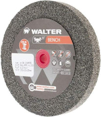 WALTER Surface Technologies - 36 Grit Aluminum Oxide Bench & Pedestal Grinding Wheel - 6" Diam x 1" Hole x 3/4" Thick, 4100 Max RPM, Coarse Grade, Vitrified Bond - USA Tool & Supply