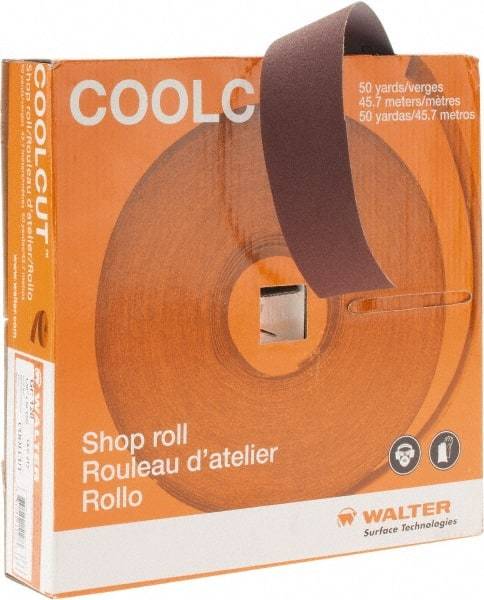 WALTER Surface Technologies - 1-1/2" x 50 Yd 120 Grit Aluminum Oxide Cloth Roll - J Weighted Backing - USA Tool & Supply