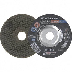 WALTER Surface Technologies - 60 Grit, 5" Wheel Diam, 5/64" Wheel Thickness, 7/8" Arbor Hole, Type 27 Depressed Center Wheel - 12,200 Max RPM - USA Tool & Supply