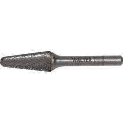 WALTER Surface Technologies - 1/4" Cut Diam, 1/4" Shank Diam, Cone Head Double Cut Burr - Carbide, 5/8" LOC - USA Tool & Supply