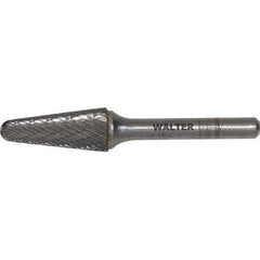 WALTER Surface Technologies - 5/16" Cut Diam, 1/4" Shank Diam, Cone Head Double Cut Burr - Carbide, 7/8" LOC - USA Tool & Supply
