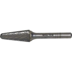 WALTER Surface Technologies - 5/8" Cut Diam, 1/4" Shank Diam, Cone Head Double Cut Burr - Carbide, 3/16" LOC - USA Tool & Supply
