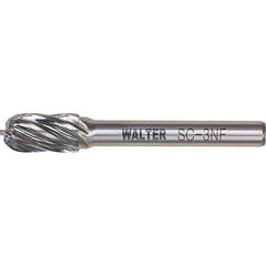WALTER Surface Technologies - 3/8" Cut Diam, 1/4" Shank Diam, Cylinder Ball End Head Double Cut Burr - Carbide, 3/4" LOC - USA Tool & Supply