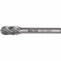 WALTER Surface Technologies - 1/4" Cut Diam, 1/4" Shank Diam, Cylinder Ball End Head Double Cut Burr - Carbide, 5/8" LOC - USA Tool & Supply