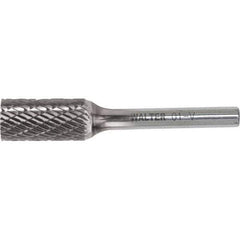 WALTER Surface Technologies - 3/8" Cut Diam, 1/4" Shank Diam, Cylinder Head Double Cut Burr - Carbide, 3/4" LOC - USA Tool & Supply
