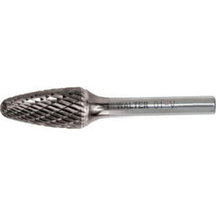 WALTER Surface Technologies - 3/8" Cut Diam, 1/4" Shank Diam, Tree Head Double Cut Burr - Carbide, 3/4" LOC - USA Tool & Supply