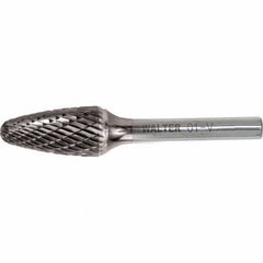 WALTER Surface Technologies - 1/4" Cut Diam, 1/4" Shank Diam, Tree Head Double Cut Burr - Carbide, 5/8" LOC - USA Tool & Supply