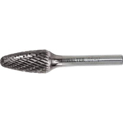 WALTER Surface Technologies - 1/8" Cut Diam, 1/8" Shank Diam, Tree Head Double Cut Burr - Carbide, 1/2" LOC - USA Tool & Supply