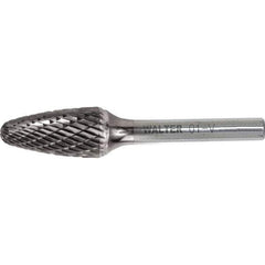 WALTER Surface Technologies - 3/8" Cut Diam, 1/4" Shank Diam, Tree Head Double Cut Burr - Carbide, 3/4" LOC - USA Tool & Supply