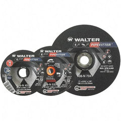WALTER Surface Technologies - 36 Grit, 4-1/2" Wheel Diam, 5/32" Wheel Thickness, 7/8" Arbor Hole, Type 27 Depressed Center Wheel - Aluminum Oxide/Silicon Carbide Blend, Resinoid Bond, 13,300 Max RPM - USA Tool & Supply