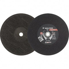 WALTER Surface Technologies - 14" 24 Grit Aluminum Oxide Cutoff Wheel - 5/32" Thick, 1" Arbor, 5,400 Max RPM, Use with Electric & Gas Powered Saws - USA Tool & Supply