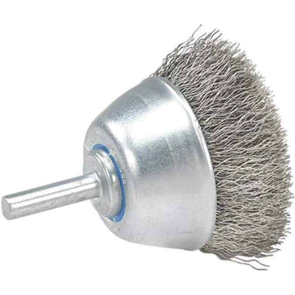 WALTER Surface Technologies - 2-3/8" Diam, 1/4" Shank Diam, Stainless Steel Fill Cup Brush - 0.0118 Wire Diam, 13,000 Max RPM - USA Tool & Supply