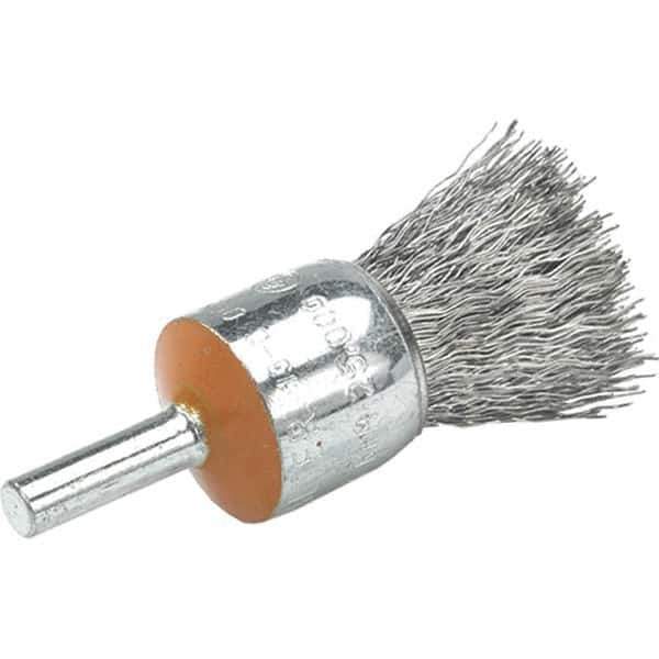 WALTER Surface Technologies - 3/4" Brush Diam, Crimped, End Brush - 1/4" Diam Shank, 25,000 Max RPM - USA Tool & Supply