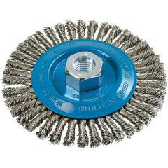WALTER Surface Technologies - 5" OD, 5/8-11 Arbor Hole, Stringer Bead Stainless Steel Wheel Brush - 1/4" Face Width, 0.02" Filament Diam, 15,000 RPM - USA Tool & Supply