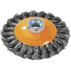 WALTER Surface Technologies - 7" Diam, 5/8-11 Threaded Arbor, Steel Fill Cup Brush - 0.02 Wire Diam, 10,000 Max RPM - USA Tool & Supply