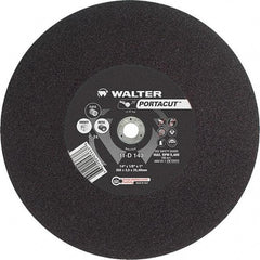 WALTER Surface Technologies - 14" 24 Grit Aluminum Oxide Cutoff Wheel - 1/8" Thick, 1" Arbor, 5,400 Max RPM, Use with Electric & Gas Powered Saws - USA Tool & Supply