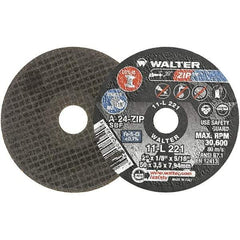 WALTER Surface Technologies - 2" 24 Grit Aluminum Oxide Cutoff Wheel - 1/8" Thick, 5/16" Arbor, 31,000 Max RPM, Use with Die Grinders - USA Tool & Supply
