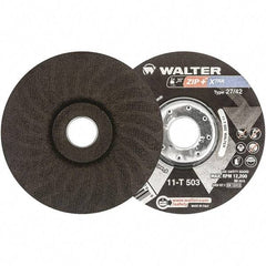 WALTER Surface Technologies - 46 Grit, 5" Wheel Diam, 1/16" Wheel Thickness, 7/8" Arbor Hole, Type 27 Depressed Center Wheel - Aluminum Oxide, Resinoid Bond, 12,200 Max RPM - USA Tool & Supply