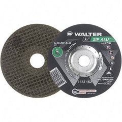 WALTER Surface Technologies - 60 Grit, 6" Wheel Diam, 3/64" Wheel Thickness, 7/8" Arbor Hole, Type 27 Depressed Center Wheel - Aluminum Oxide, Resinoid Bond, 10,200 Max RPM - USA Tool & Supply