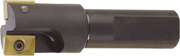 Kyocera - 7/16" Cut Diam, 0.37" Max Depth of Cut, 1/2" Shank Diam, 2.78" OAL, Indexable Square Shoulder End Mill - XPMT 0902 Inserts, Flatted Shank, 90° Lead Angle - USA Tool & Supply