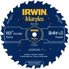 Irwin Blades - 10" Diam, 5/8" Arbor Hole Diam, 24 Tooth Wet & Dry Cut Saw Blade - Carbide-Tipped, Finishing Action, Standard Round Arbor - USA Tool & Supply