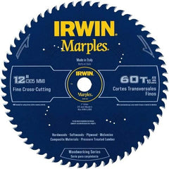 Irwin - 12" Diam, 1" Arbor Hole Diam, 60 Tooth Wet & Dry Cut Saw Blade - Carbide-Tipped, Finishing Action, Standard Round Arbor - USA Tool & Supply