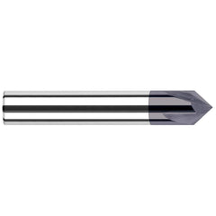 Chamfer Mill: 2 Flutes, Solid Carbide 2-1/2″ OAL, 3/8″ Shank Dia, AlTiN Coated