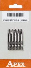 Apex - #2 Phillips Screwdriver Bit - 1/4" Hex Drive, 2-3/4" OAL - USA Tool & Supply