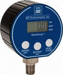 SSI Technologies - 3" Dial, 1/4 Thread, 0-5 Scale Range, Pressure Gauge - Lower Connection Mount, Accurate to 0.0025% of Scale - USA Tool & Supply