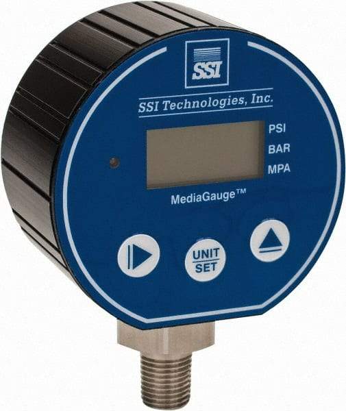 SSI Technologies - 3" Dial, 1/4 Thread, 0-200 Scale Range, Pressure Gauge - Lower Connection Mount, Accurate to 0.0025% of Scale - USA Tool & Supply