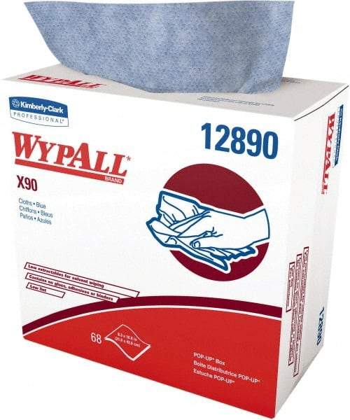 WypAll - X90 Dry Shop Towel/Industrial Wipes - Pop-Up, 16-3/4" x 8-1/4" Sheet Size, Blue - USA Tool & Supply