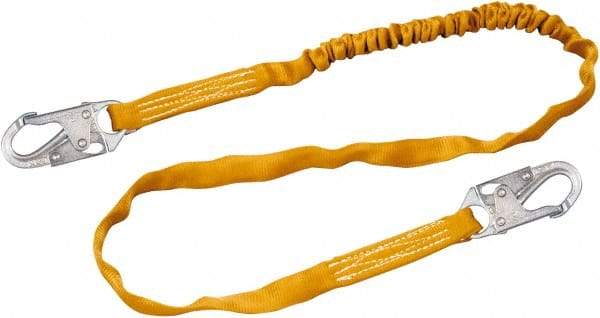 Miller - 6' Long, 310 Lb Capacity, 1 Leg Locking Snap Hook Harness Shock Absorbing Lanyard - 1-1/2" Diam, Polyester Webbing, Locking Snap Hook Anchorage Connection - USA Tool & Supply