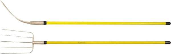 Ampco - Manure Fork with 54" Straight Fiberglass Handle - 9" Blade Width, 5 Tines, 13" Tine Length - USA Tool & Supply