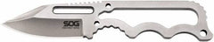 SOG Specialty Knives - 1-29/32" Long Blade, 5Cr15MoV Stainless Steel, Fine Edge, Fixed Blade Knife - 4.8" OAL, Stainless Steel Handle, Includes Hard Molded Nylon Sheath - USA Tool & Supply