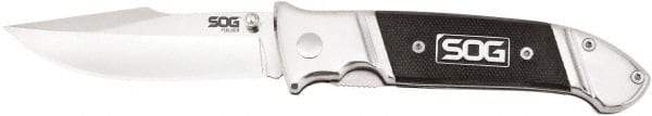 SOG Specialty Knives - 3-19/64" Blade, 7.8" OAL, Straight Clip Point Folding Knife - 4-1/2" Closed Length, G-10, 1 Blade, 1 Edge - USA Tool & Supply