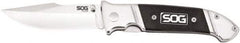 SOG Specialty Knives - 3-19/64" Blade, 7.8" OAL, Straight Clip Point Folding Knife - 4-1/2" Closed Length, G-10, 1 Blade, 1 Edge - USA Tool & Supply